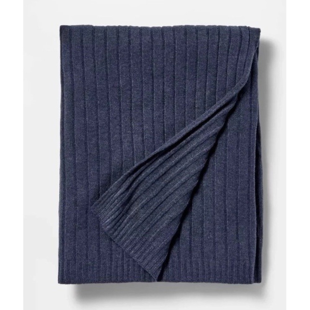 50"x60" Casual Mixed Rib Throw Blanket Navy - Threshold designed with Studio